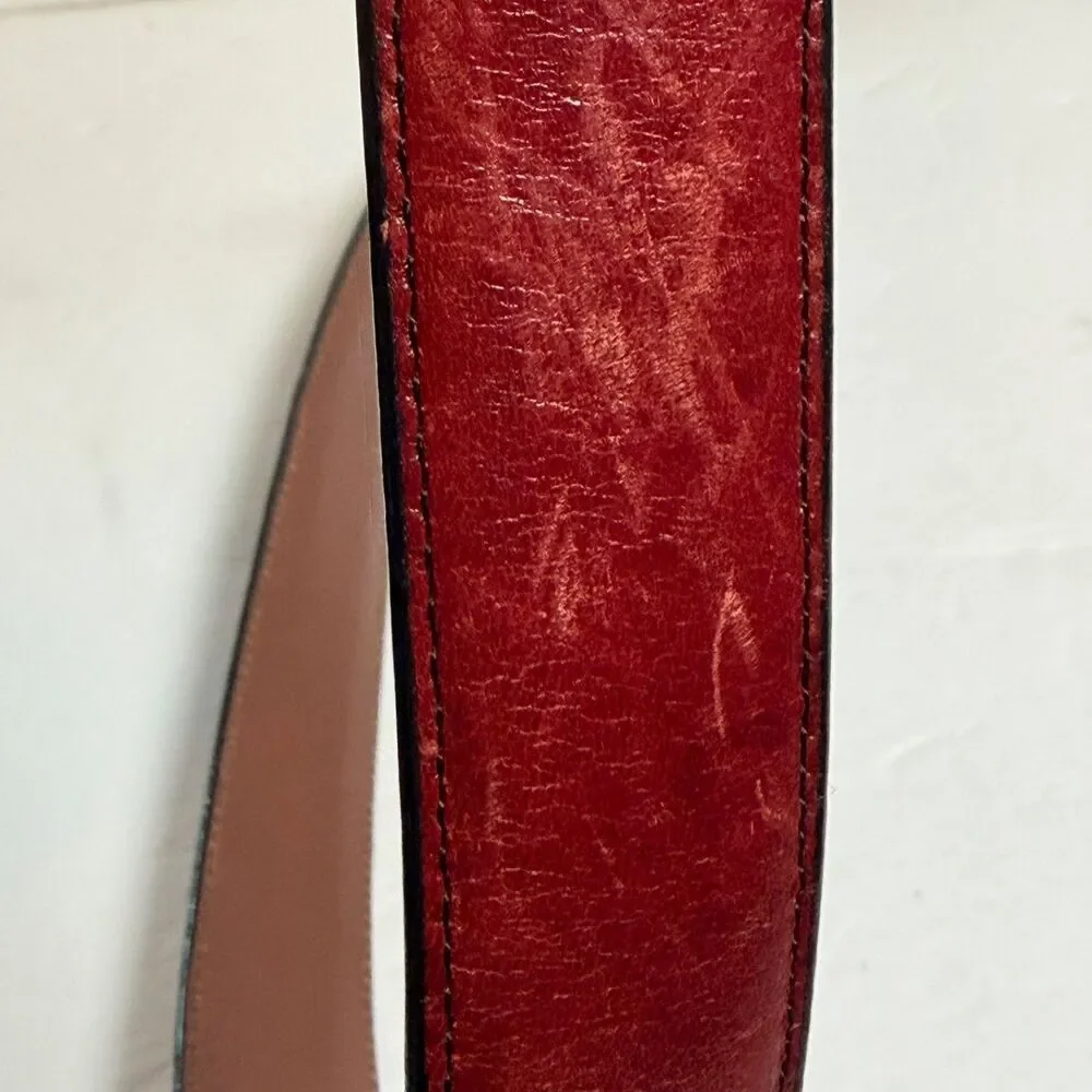 Brighton Oxblood Burgundy Leather Belt Size 36 Solid Brass Buckle USA 1